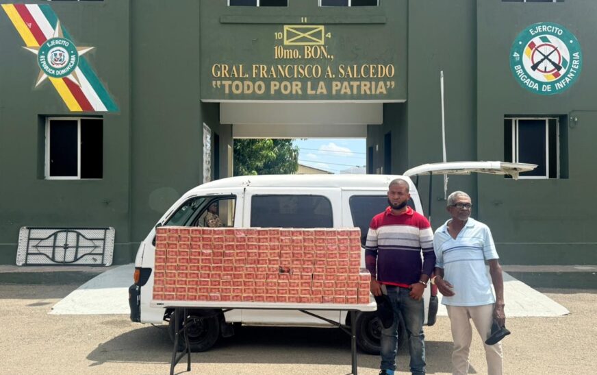 Ejército detiene a dos hombres con contrabando de más de 36 mil cigarrillos en Dajabón