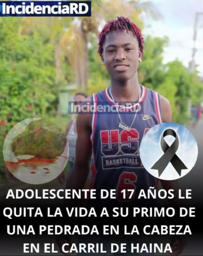 El Carril de Haina. En un hecho muy lamentable, falleció la tarde de este domingo en el hospital Juan Pablo Pina de San Cristóbal, el joven Christopher Gómez (El Flaco), de 22 años de edad, quién recibió una pedrada en la cabeza por su primo, un adolescente de 17 años de edad.